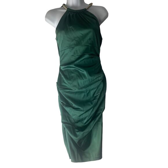 Cache Women's Size 2 XS Green Chain Neck Ruched Mermaid Formal Evening Dress - Picture 1 of 13